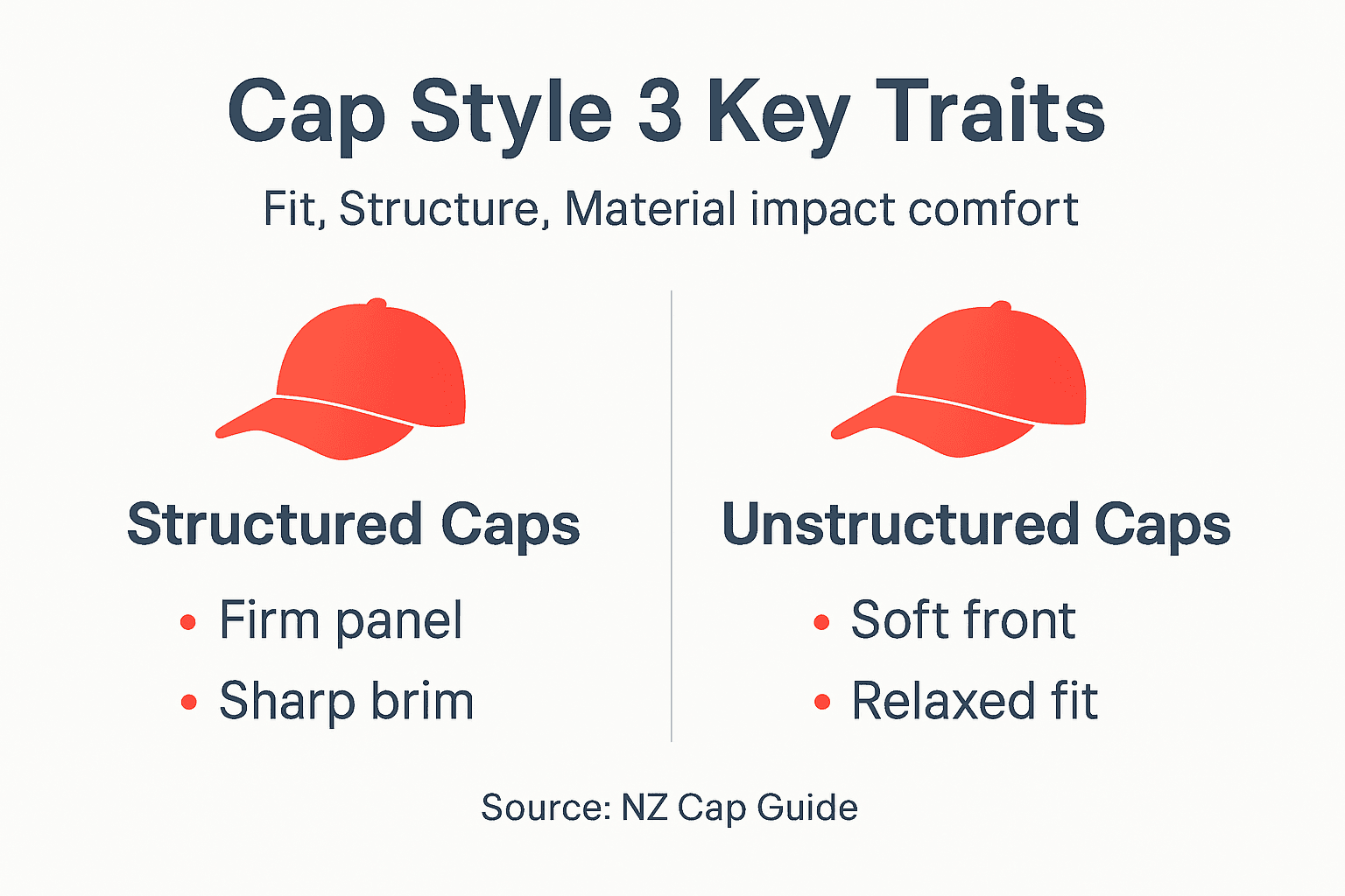 Infographic highlighting cap key trait differences