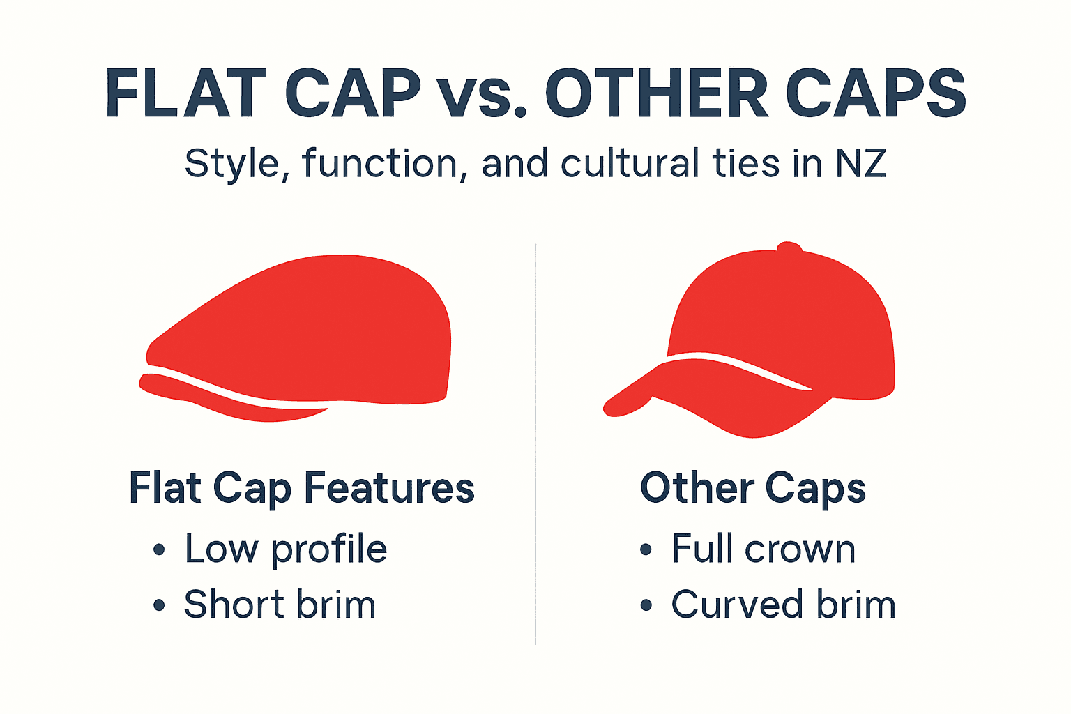 Infographic comparing flat cap and headwear features