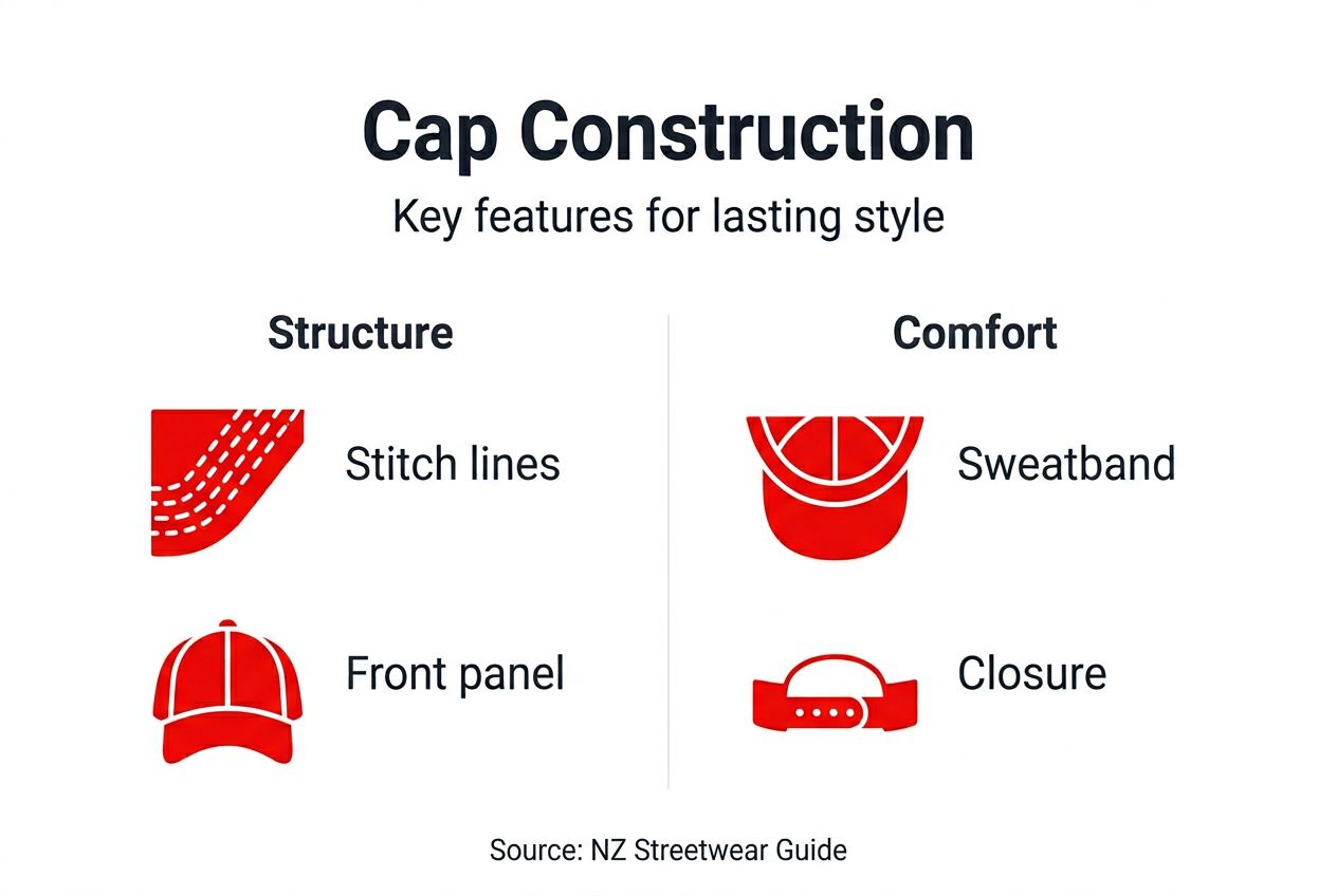 Infographic showing cap construction details