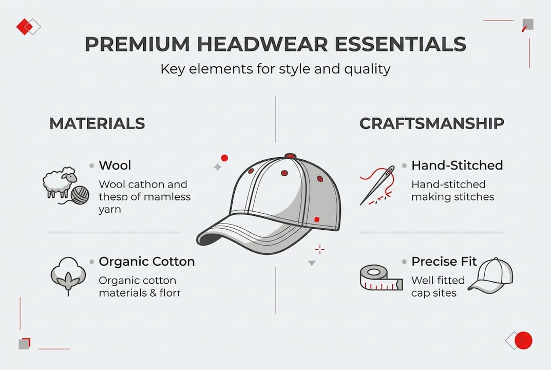 Infographic on premium headwear style and quality
