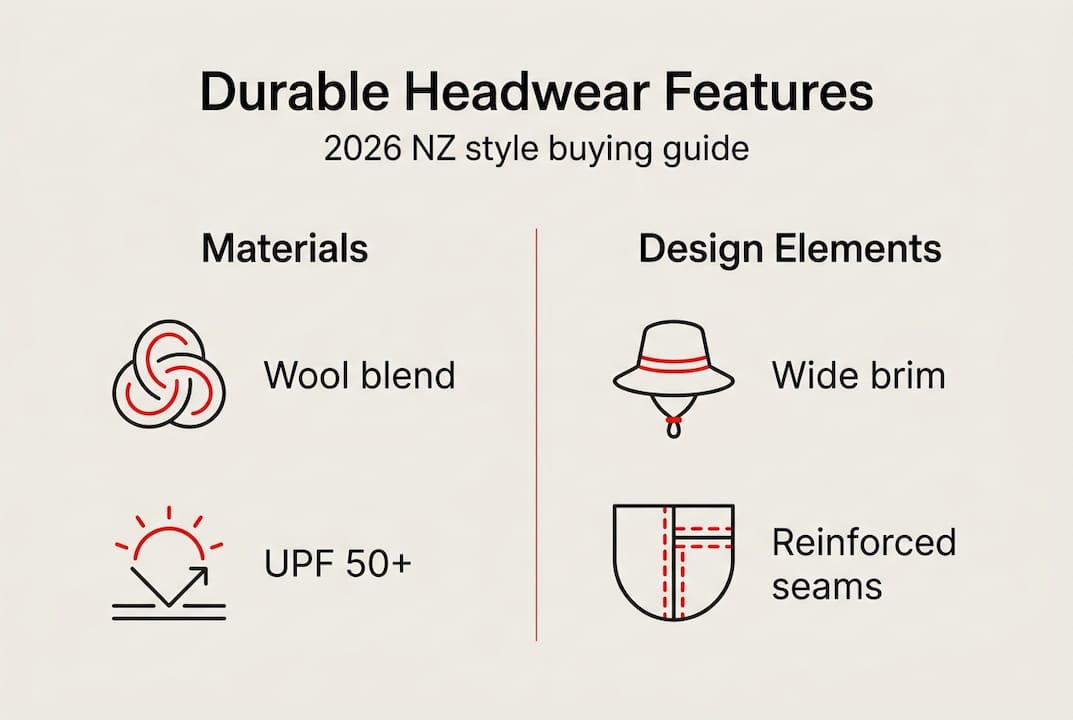 Infographic comparing headwear materials and features