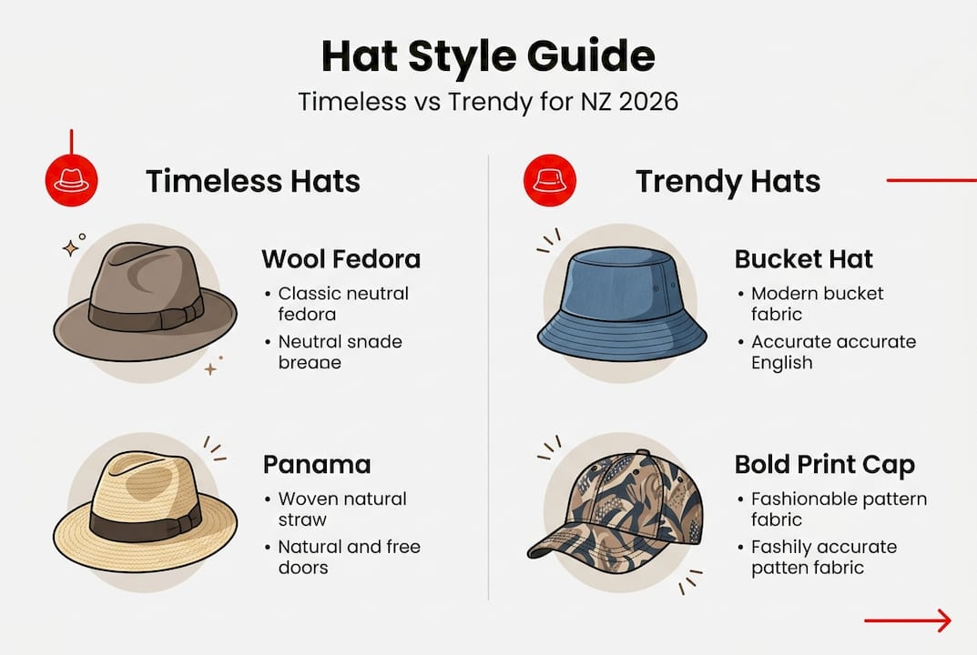 Infographic comparing timeless and trendy hat types