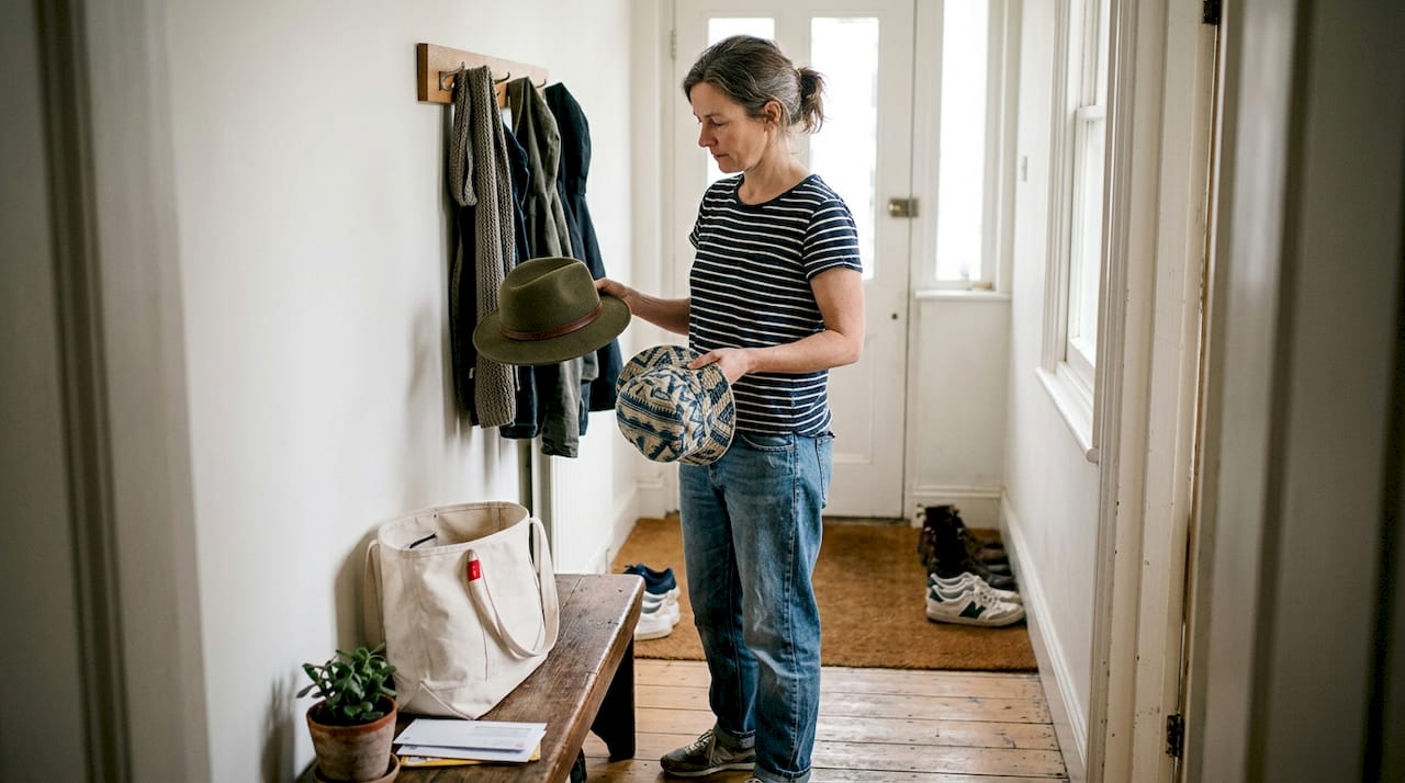 Woman choosing between classic and trendy hats