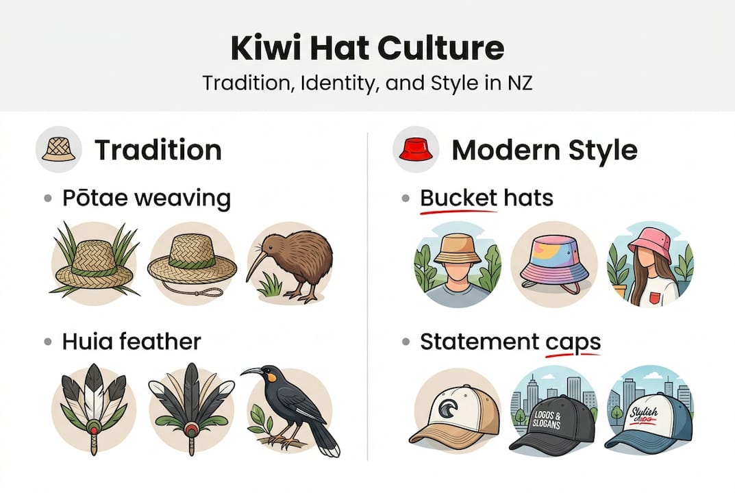 Infographic on Kiwi hat tradition and style