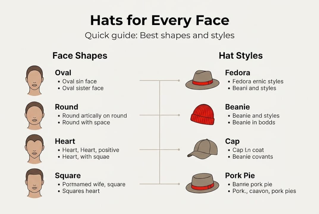 Infographic comparing hat styles and face shapes