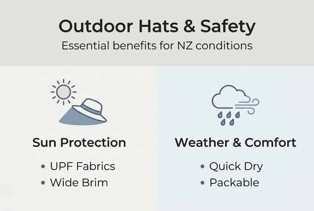 Infographic showing outdoor hats safety benefits