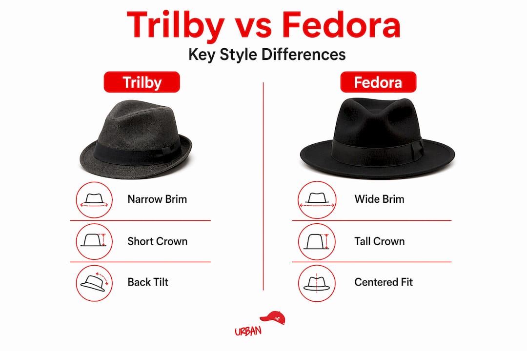 Infographic comparing trilby and fedora hats