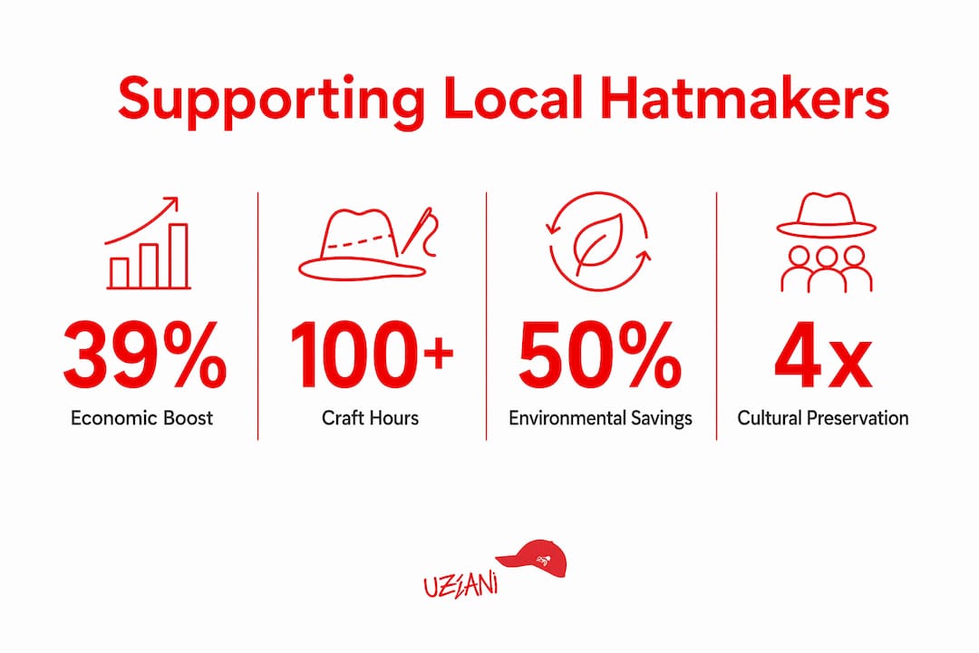 Infographic showing key benefits of supporting local hatmakers