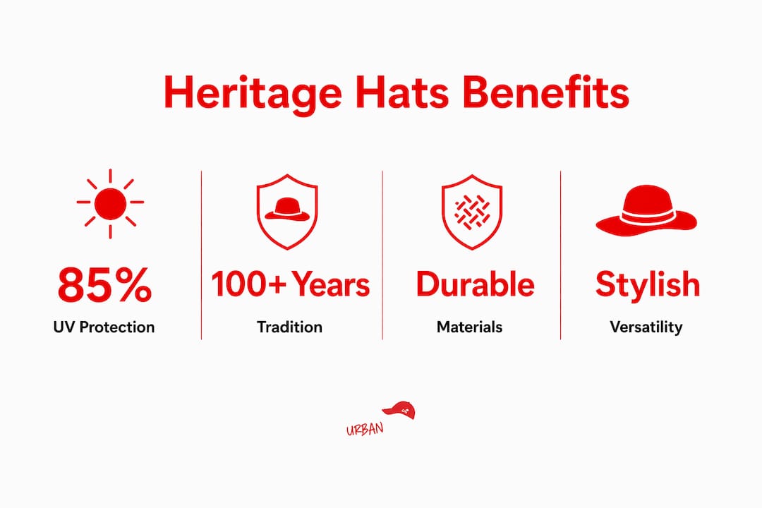 Infographic showing key benefits of heritage hats