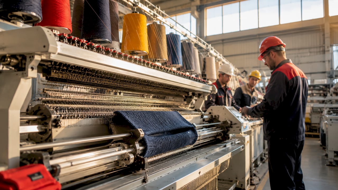 Knitting machine producing wool hat component