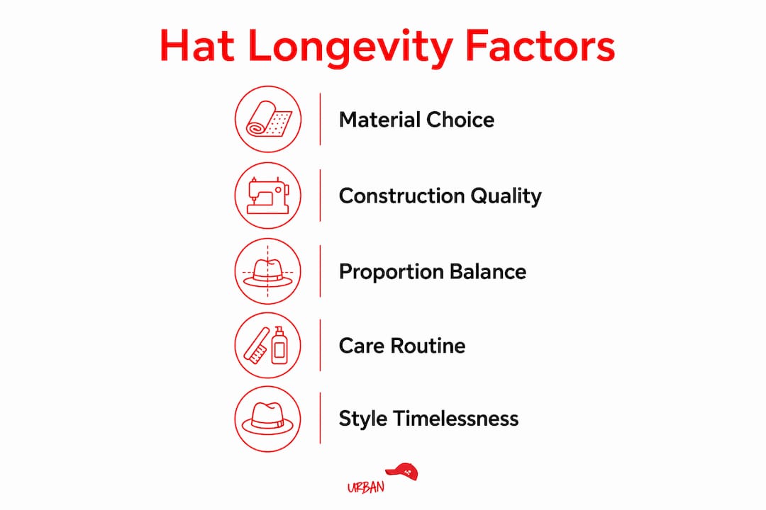Infographic showing key factors in hat longevity