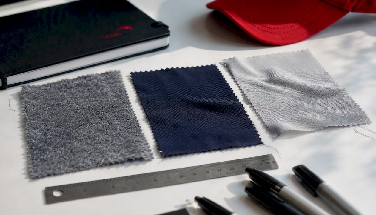 Flat lay of moisture-wicking fabric samples