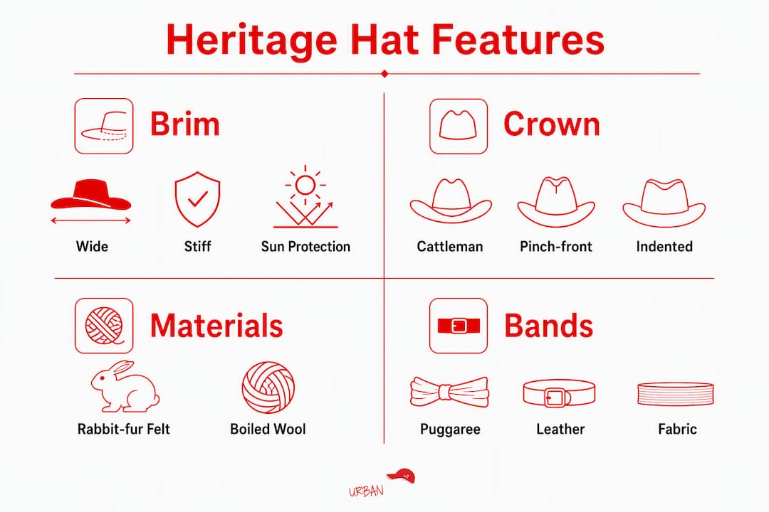 Infographic comparing heritage hat features
