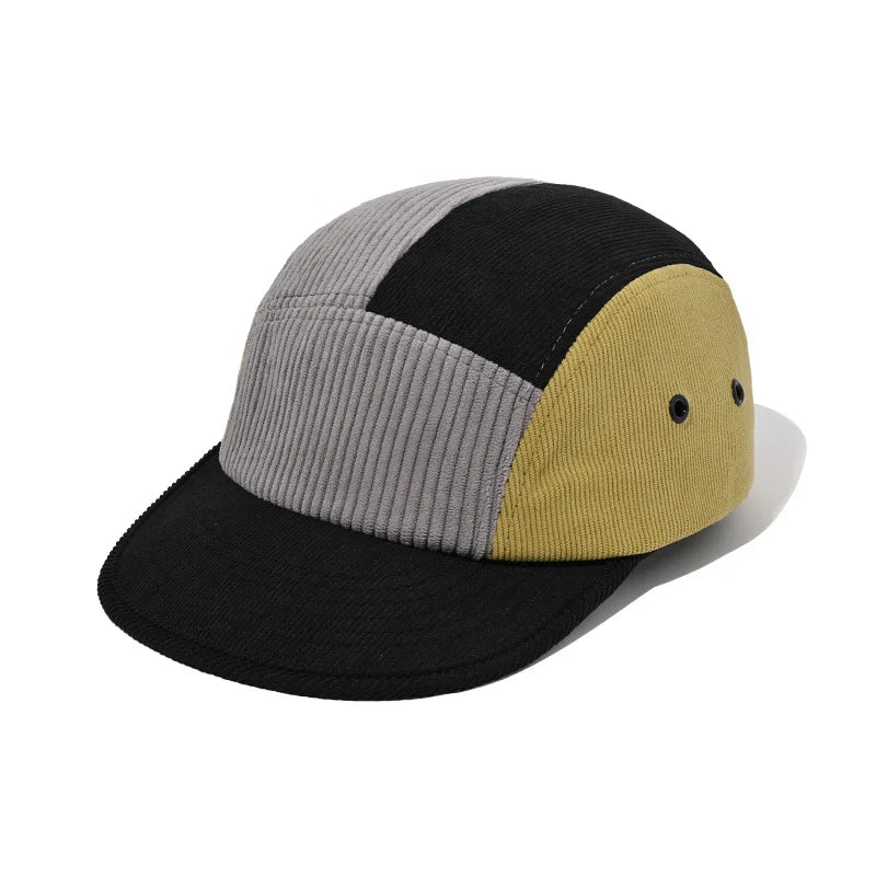 Aberdeen Patchwork Corduroy 5-Panels Baseball Cap - Urban Caps