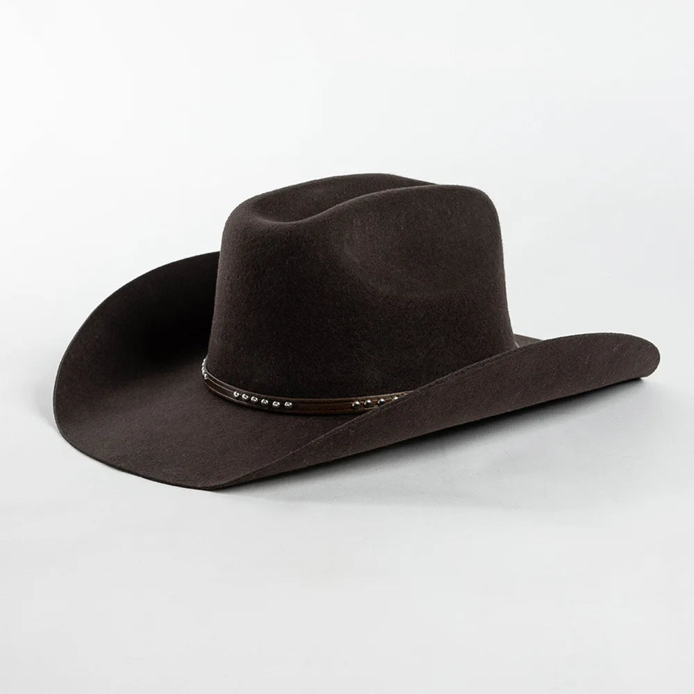 Denton Premium 100% Wool Cowboy Hat – Adjustable Western Felt Hat with Leather Band
