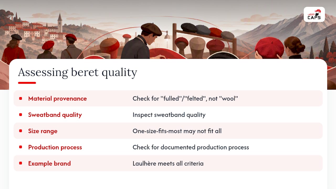 Diagram comparing quality factors of berets