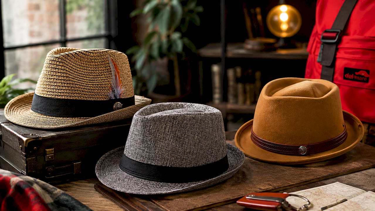 Delmare Feather Trilby Hat - Vegetable Fibre Breathable Trilby For Leisure Travel