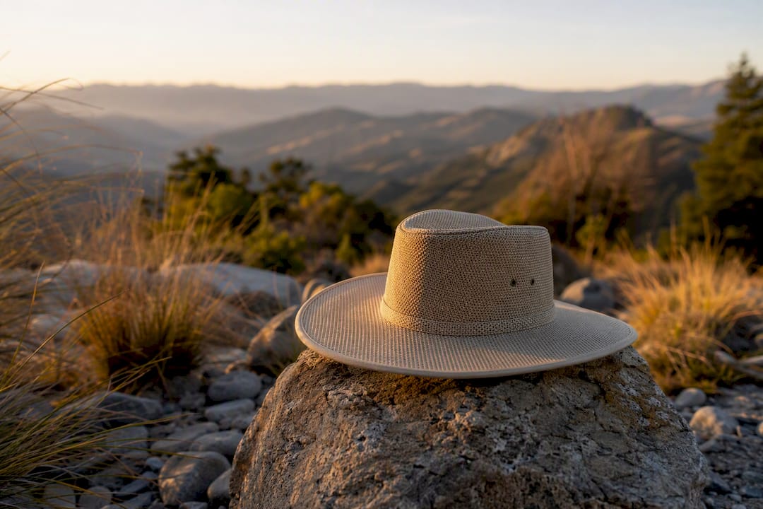 Wide brim sun hat texture detail outdoors