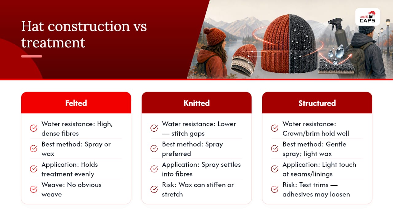 Diagram comparing wool types and waterproofing methods