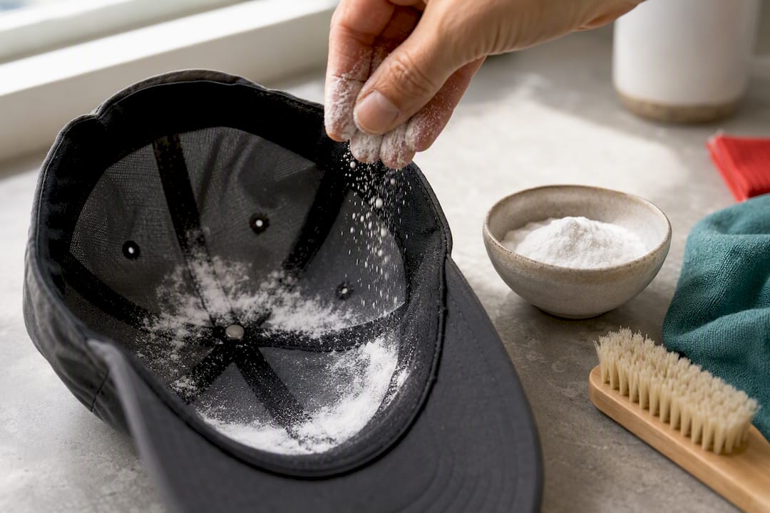 Baking soda sprinkled inside cap