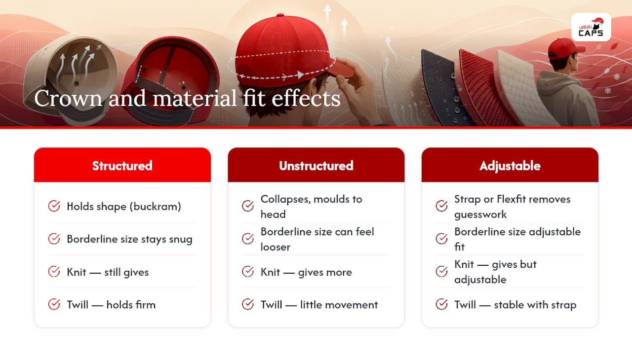 Comparison of cap crowns and material stretch