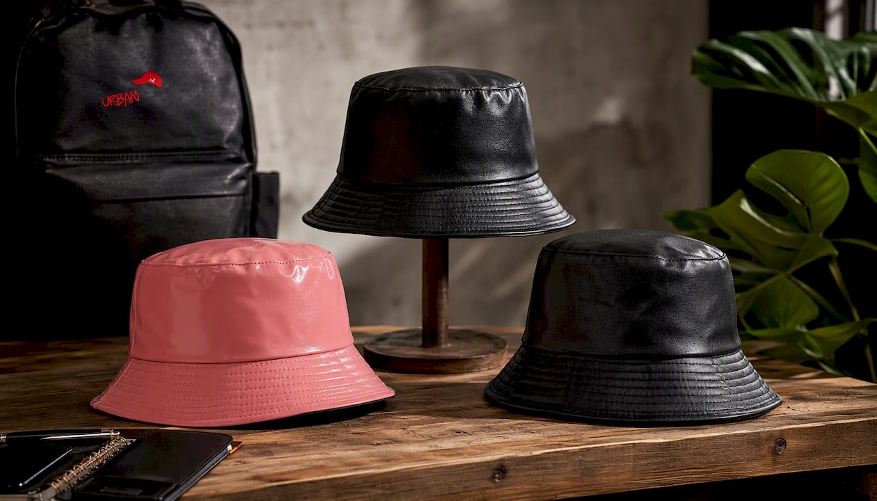 Waterproof Vegan Leather Bucket Hat – Stylish Rainproof Streetwear Hat