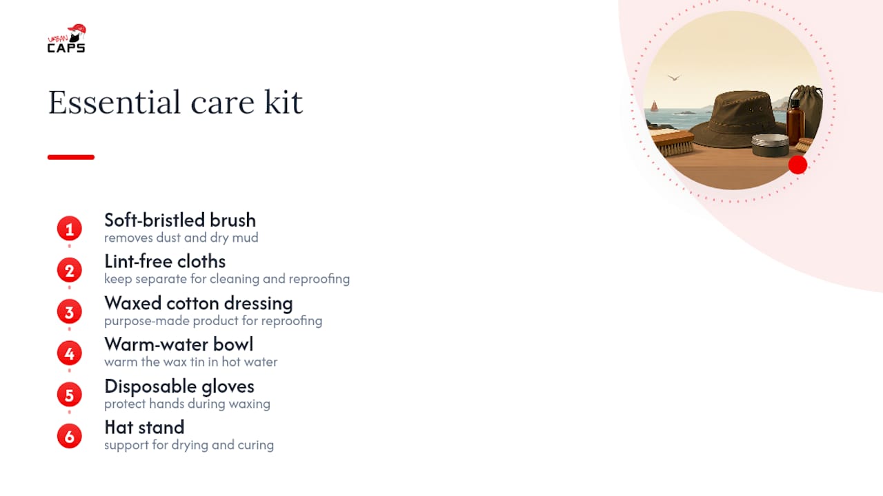 Essential tools for oilskin hat care
