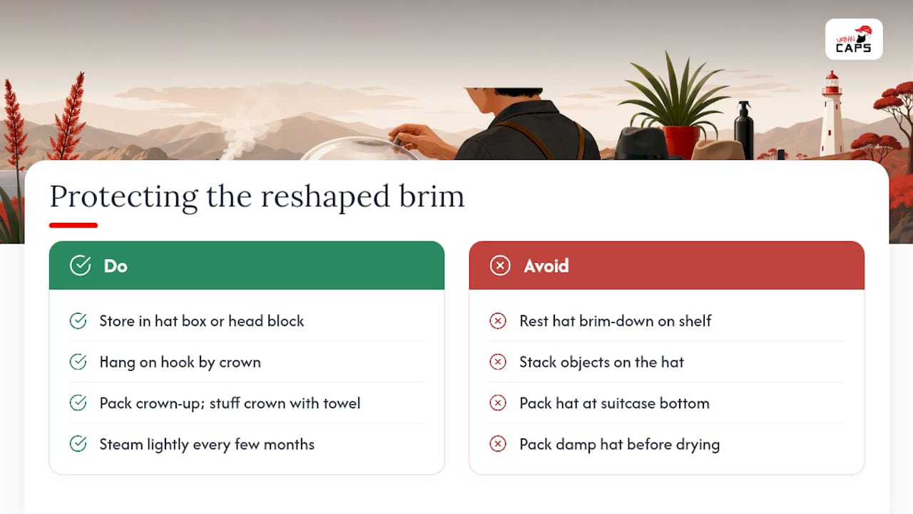 Keeping the brim in shape after you've reshaped it — overview diagram