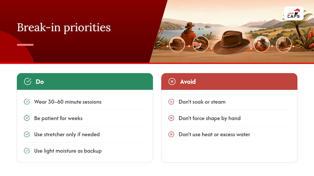 What matters most when you break in a leather hat? — overview diagram