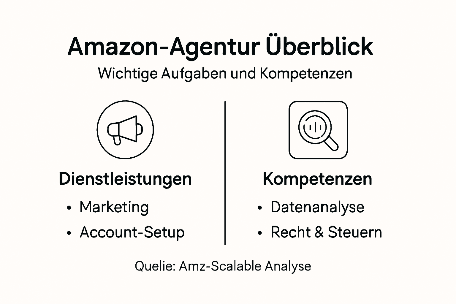 Infografik: Aufgaben und Kompetenzen einer Amazon-Agentur