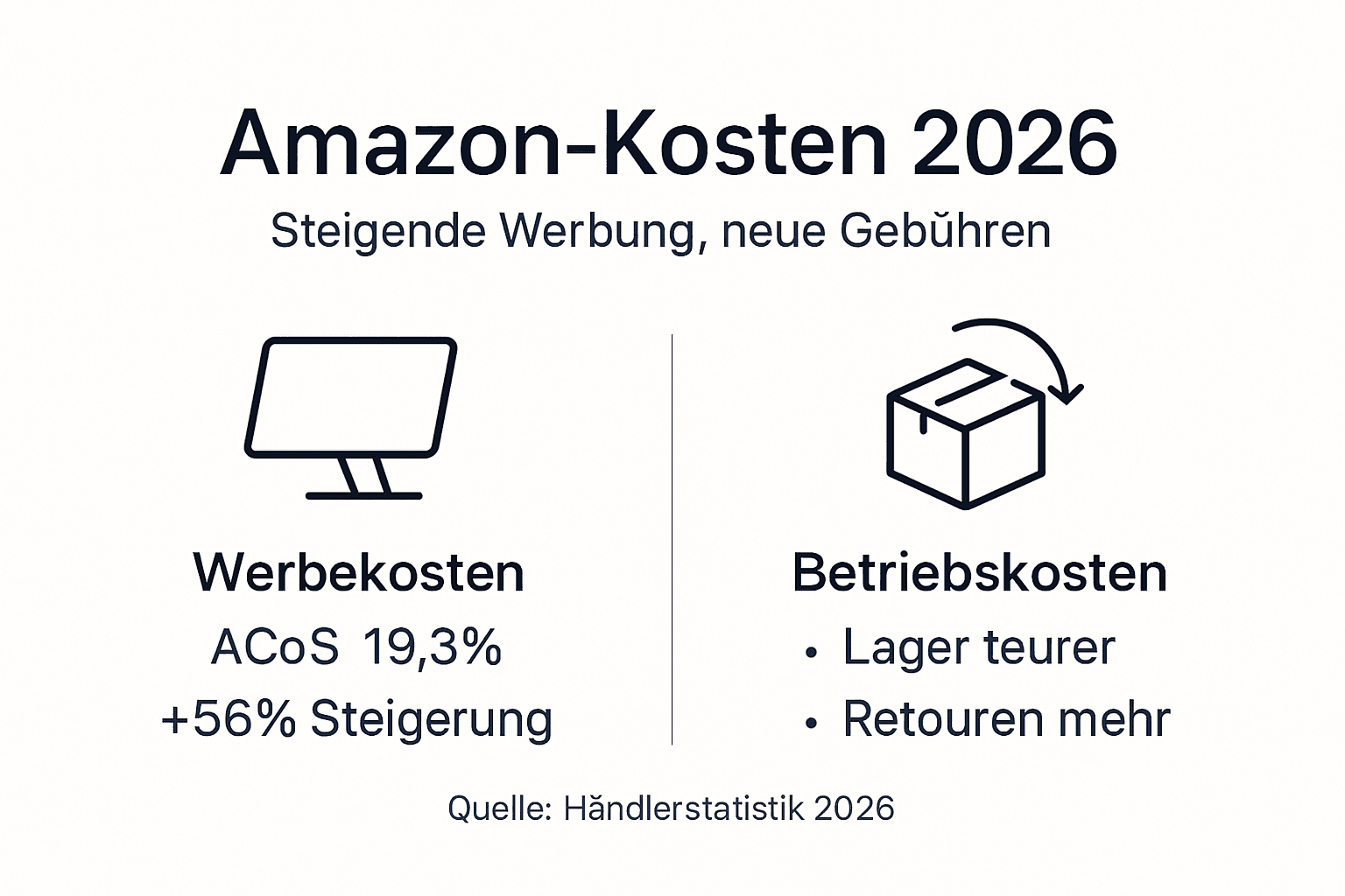 Grafische Übersicht: Amazon Werbekosten und Gebühren im Jahr 2026