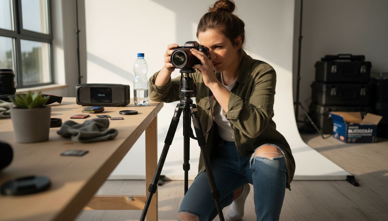 Professionelle Produktfotografie für Amazon – der Fotograf setzt die Artikel perfekt in Szene.