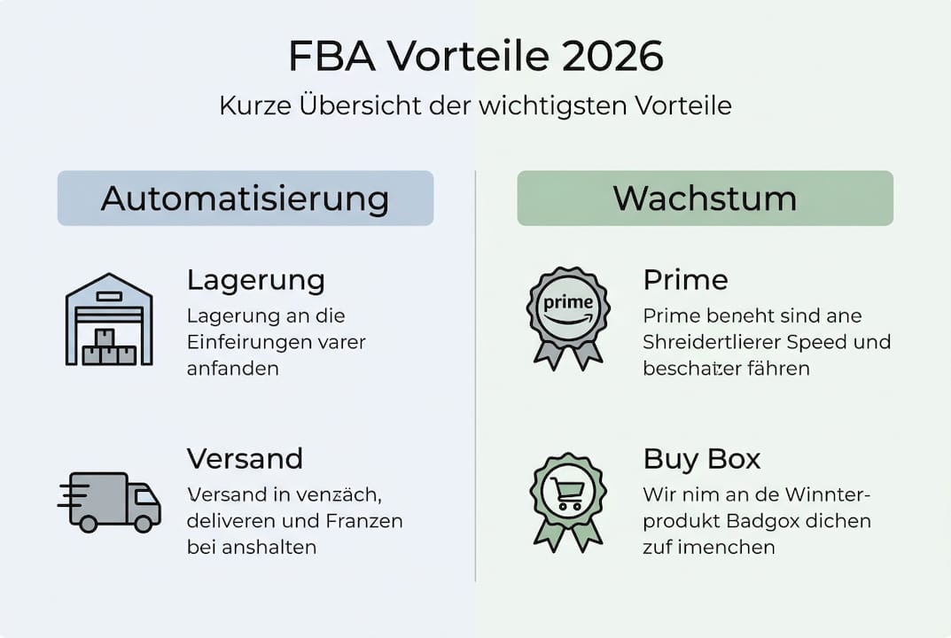Übersichtsgrafik: Die wichtigsten Vorteile und Kernaspekte von FBA auf einen Blick