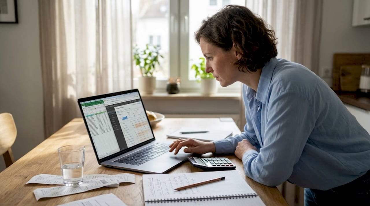 Unternehmerin passt von zu Hause aus ihr Werbebudget für Online-Anzeigen an.