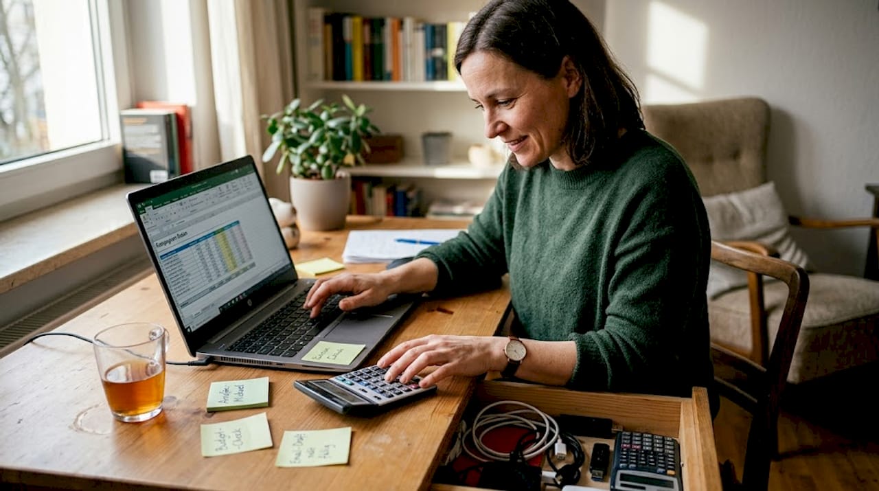 Der Verkäufer aktualisiert die Anzeigenstatistiken von seinem Homeoffice aus.