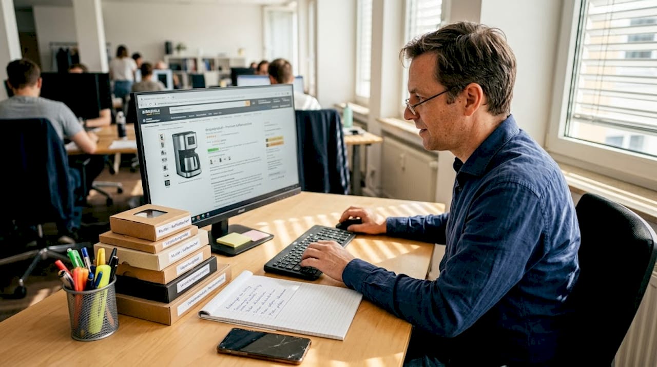 Der Produktverantwortliche nimmt die Amazon-Produktseite genau unter die Lupe.
