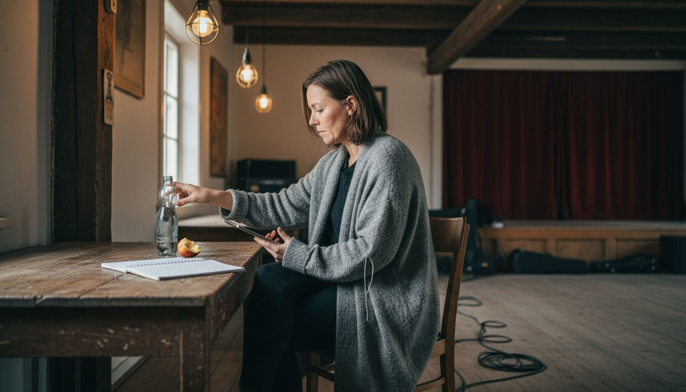 Kvinde har ansvaret for teknikken under livearrangementet