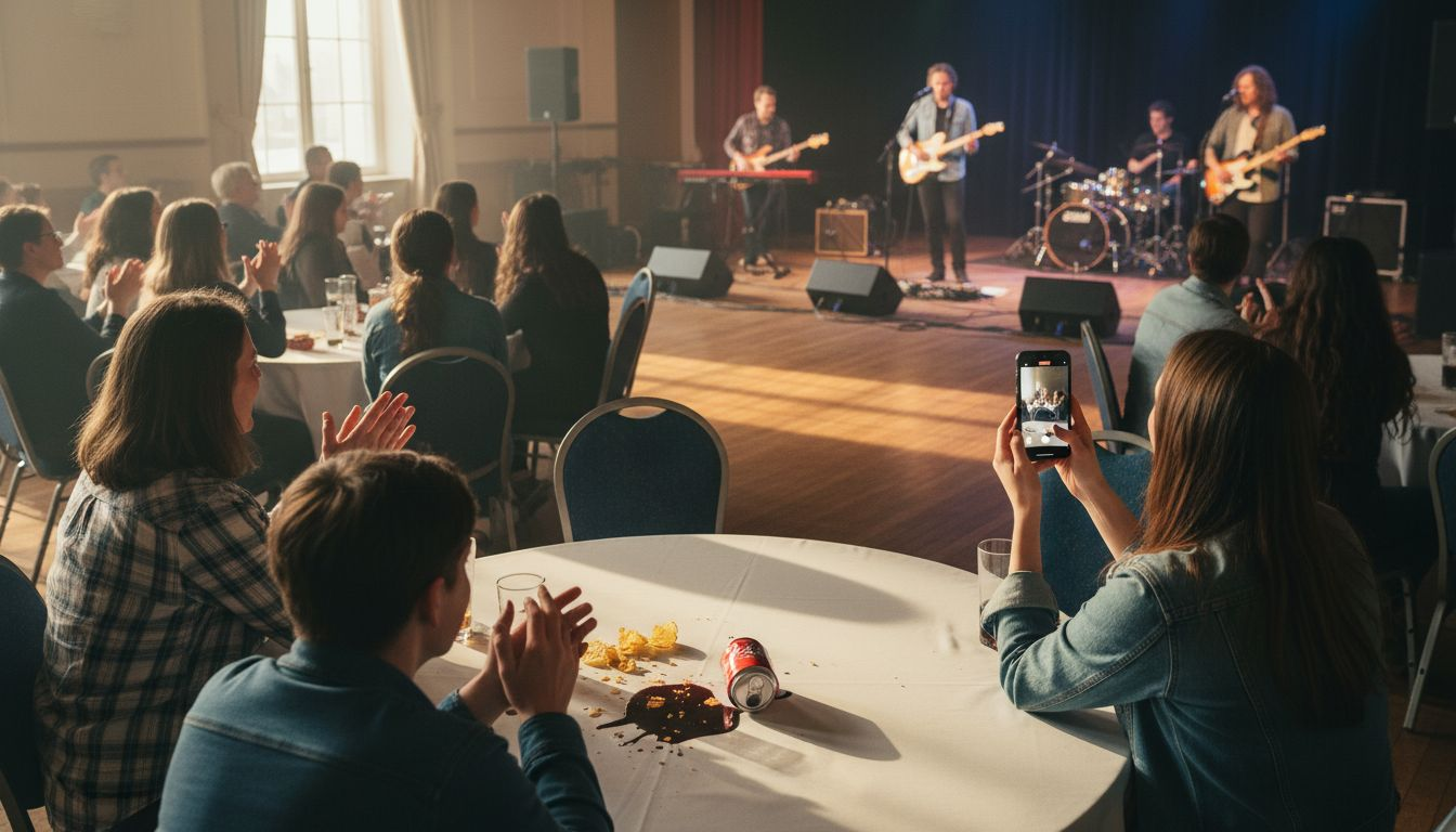 Man kan tydeligt mærke, hvordan publikum bliver grebet af stemningen, når musikken spiller live.