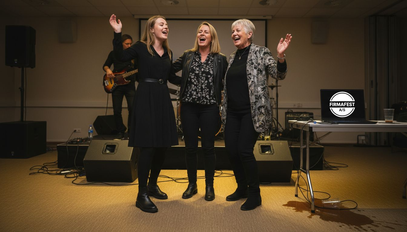 Der er fællessang til arrangementet med levende musik.