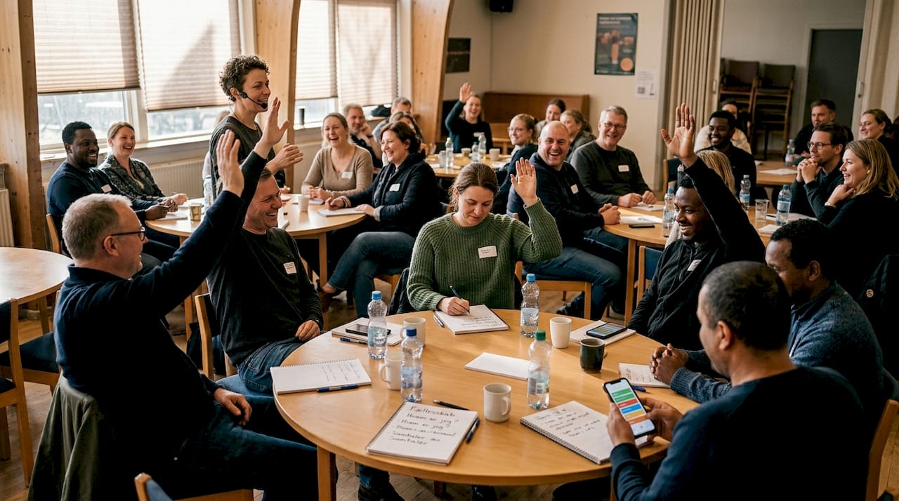 Deltagerne er aktivt med i den interaktive session