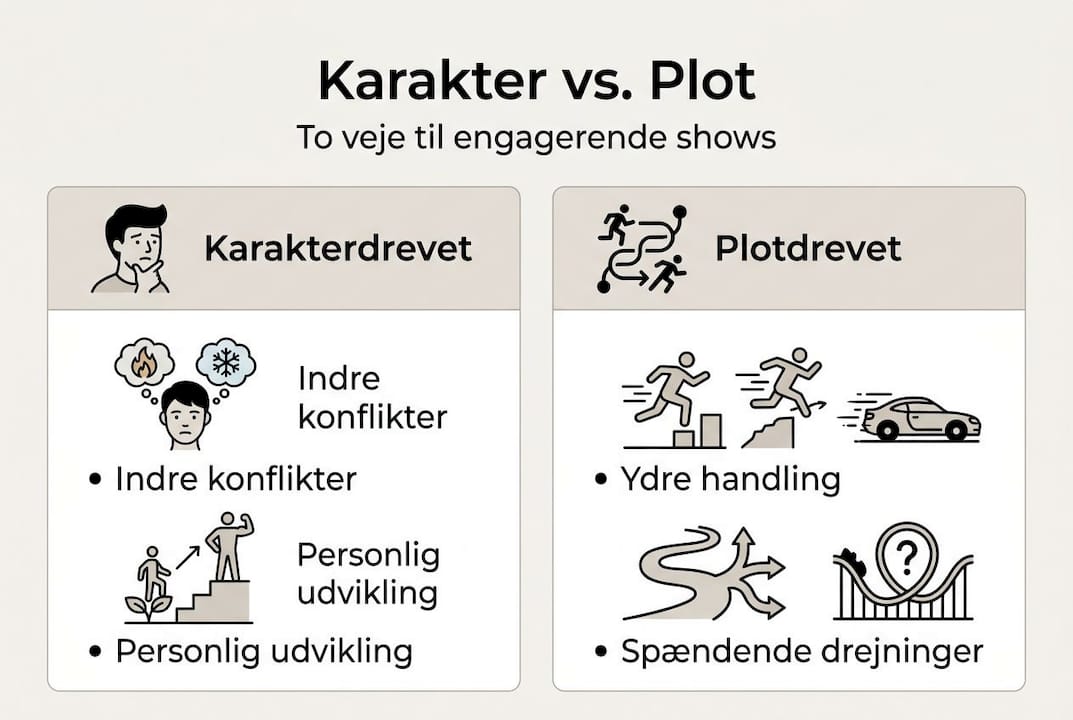 Infografik: Karakterfokus eller plotfokus – hvad driver underholdningen?