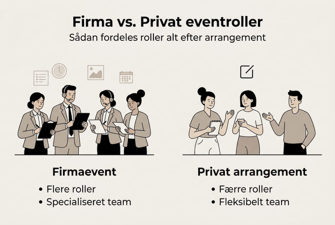 Se forskellene på eventroller i virksomheder og til private arrangementer i denne infografik