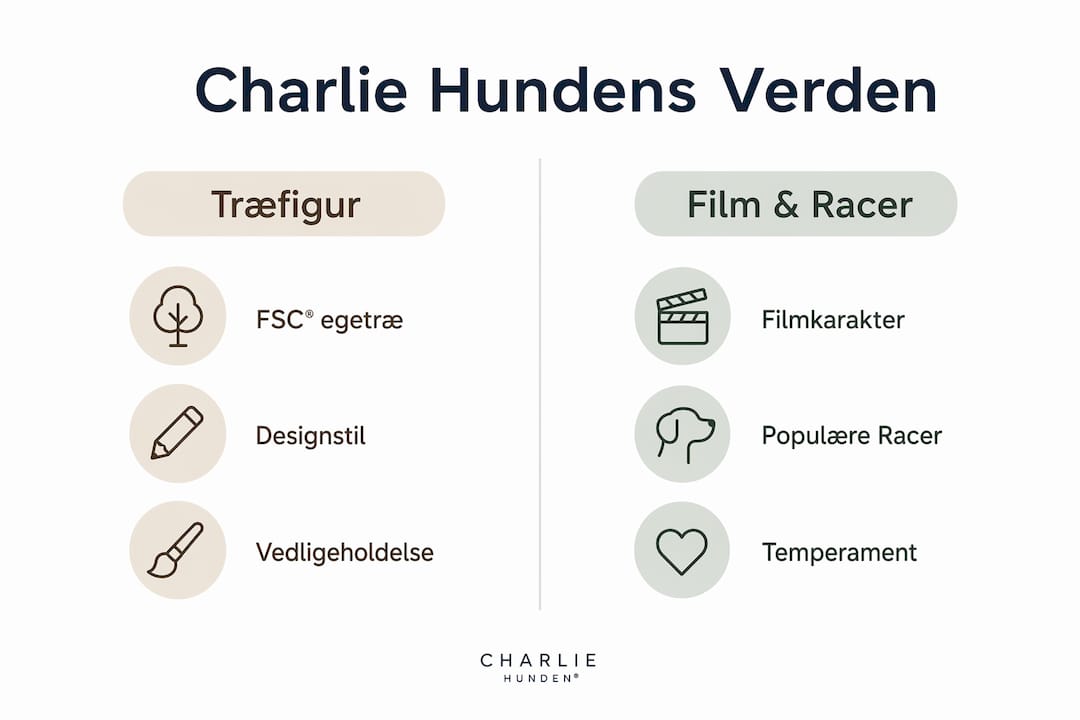 En guide til Charlie-hundens træfigur, dens optrædener i film og de hunderacer, den er inspireret af