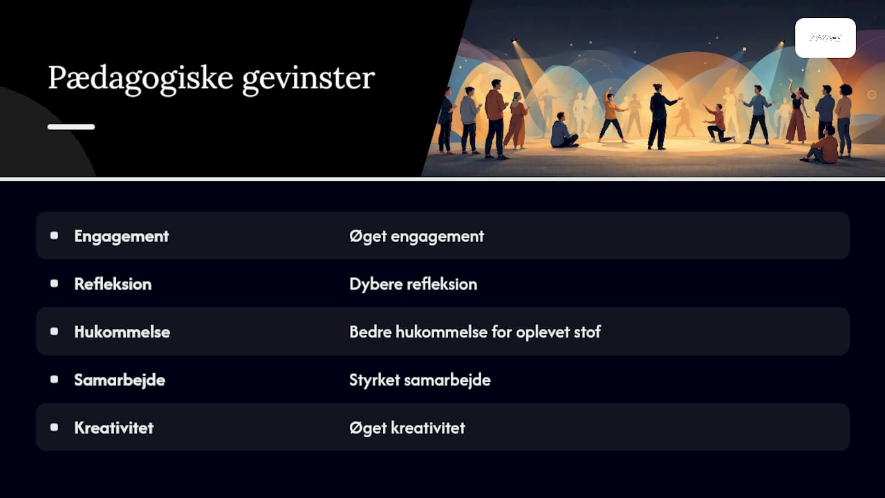 Oversigt: De vigtigste pædagogiske fordele ved interaktiv scenekunst