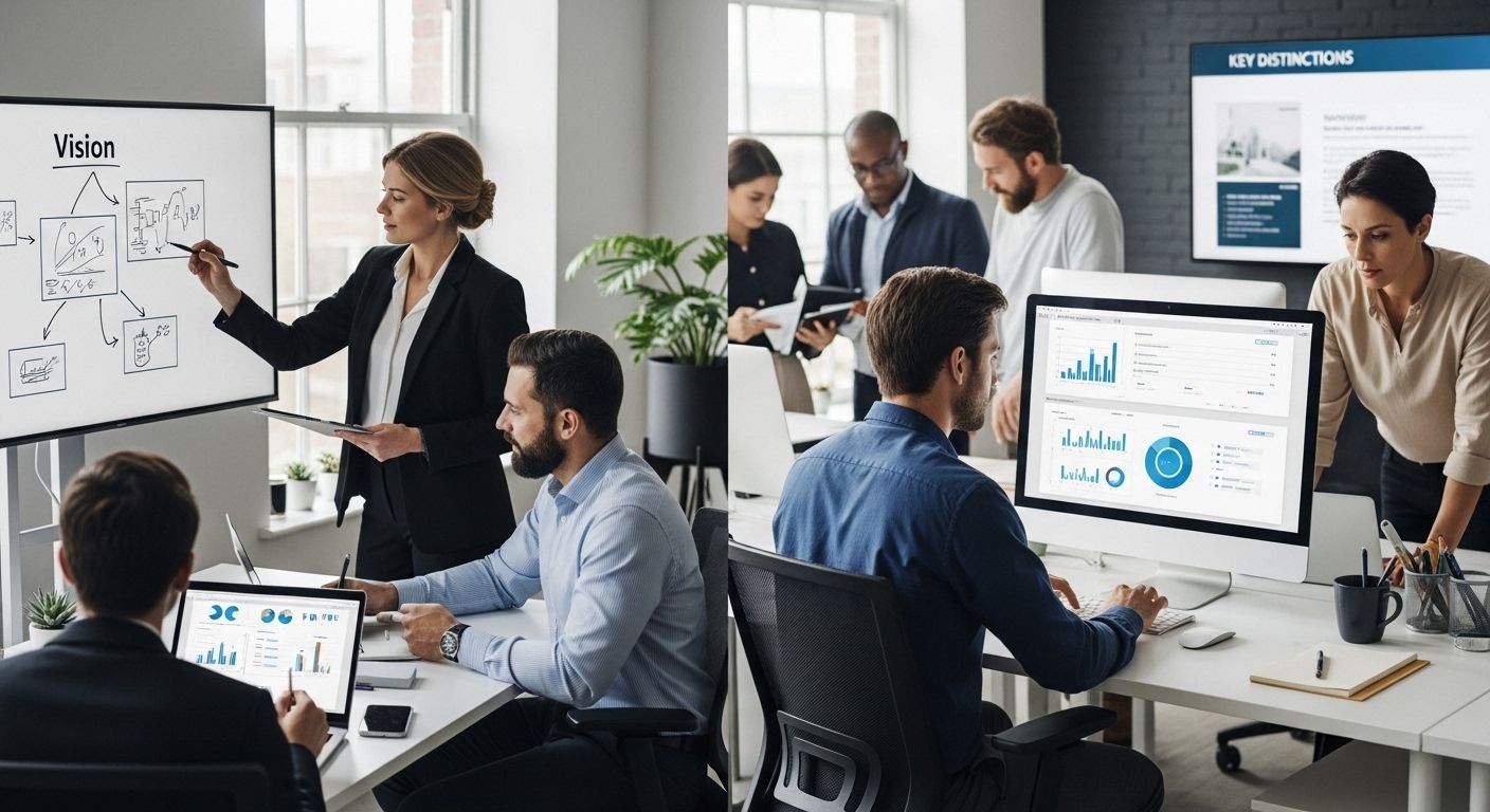 key distinctions management leadership