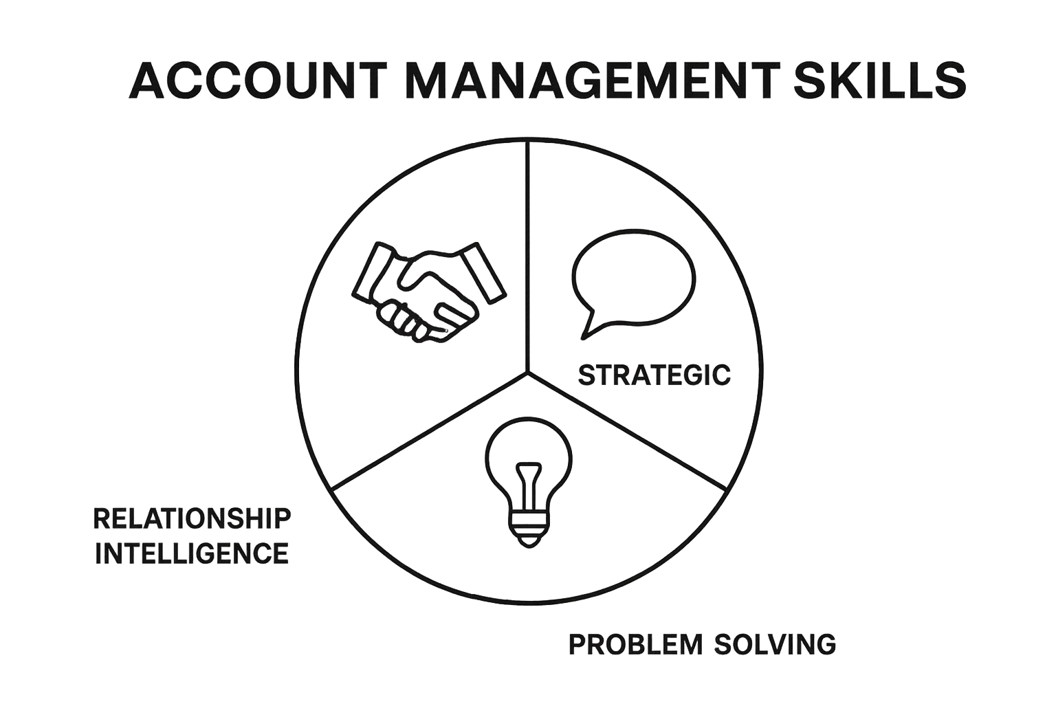 Account management core skills pie chart with icons