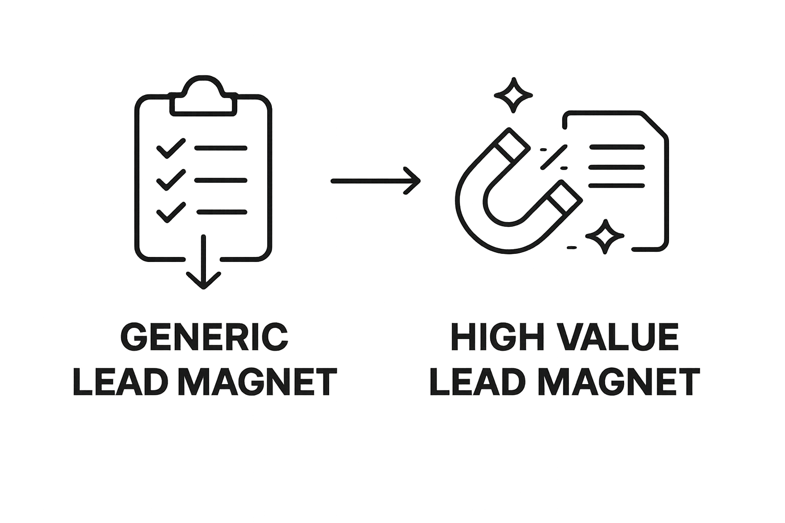 Simple infographic compares generic and high value lead magnets