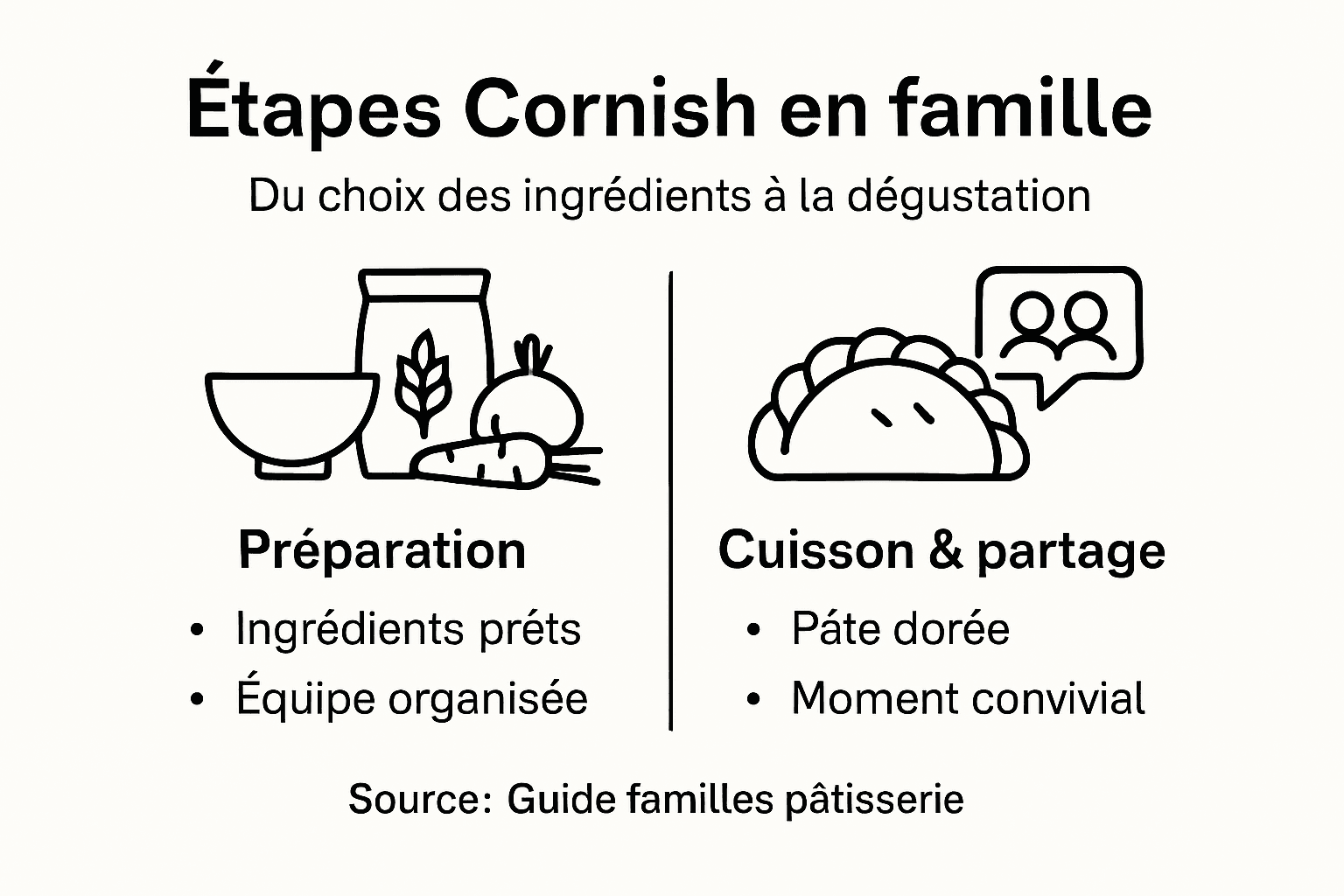 Infographie : les étapes pour préparer des Cornish pasties en famille
