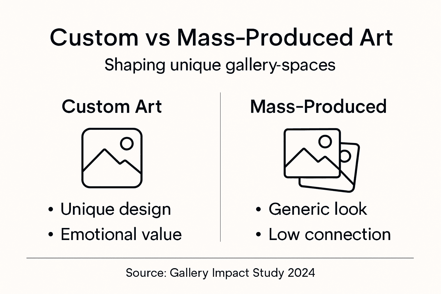Infographic comparing custom and mass-produced art