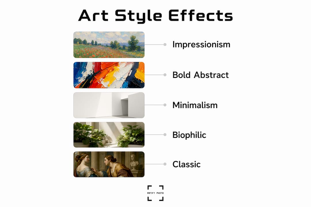 Infographic showing art styles and their emotional effects